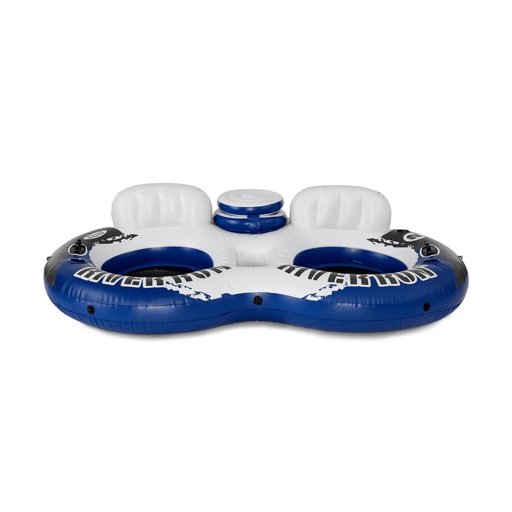 Intex River Run Inflatable Tube Raft Float With Cooler Lake Pool Lounge With Backrests Mesh Bottom 9