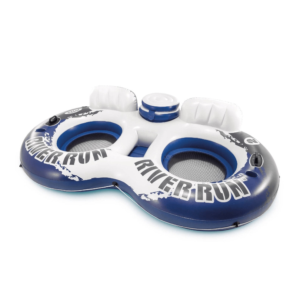 Intex River Run Inflatable Tube Raft Float With Cooler Lake Pool Lounge With Backrests Mesh Bottom 0