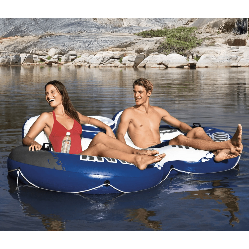 Intex River Run Inflatable Tube Raft Float With Cooler Lake Pool Lounge With Backrests Mesh Bottom 2