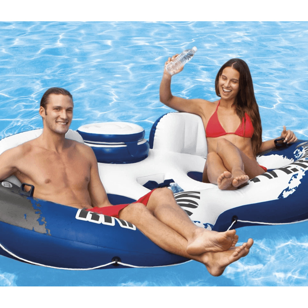 Intex River Run Inflatable Tube Raft Float With Cooler Lake Pool Lounge With Backrests Mesh Bottom 4