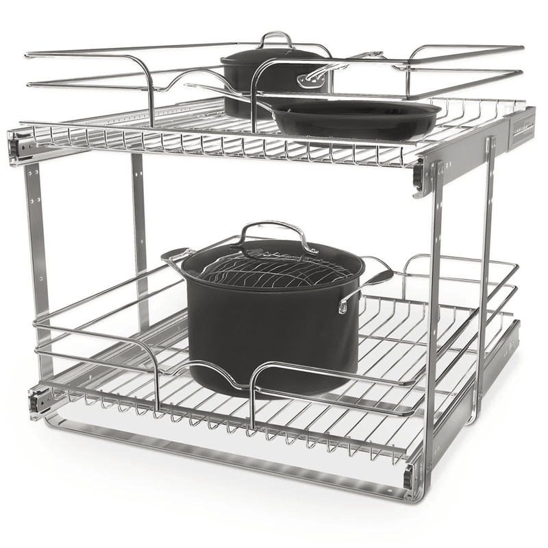 RevAShelf 5WB22122CR1 2Tier PullOut Cabinet Organizer  21x22 Inch HeavyDuty Chrome Wire Shelf 0