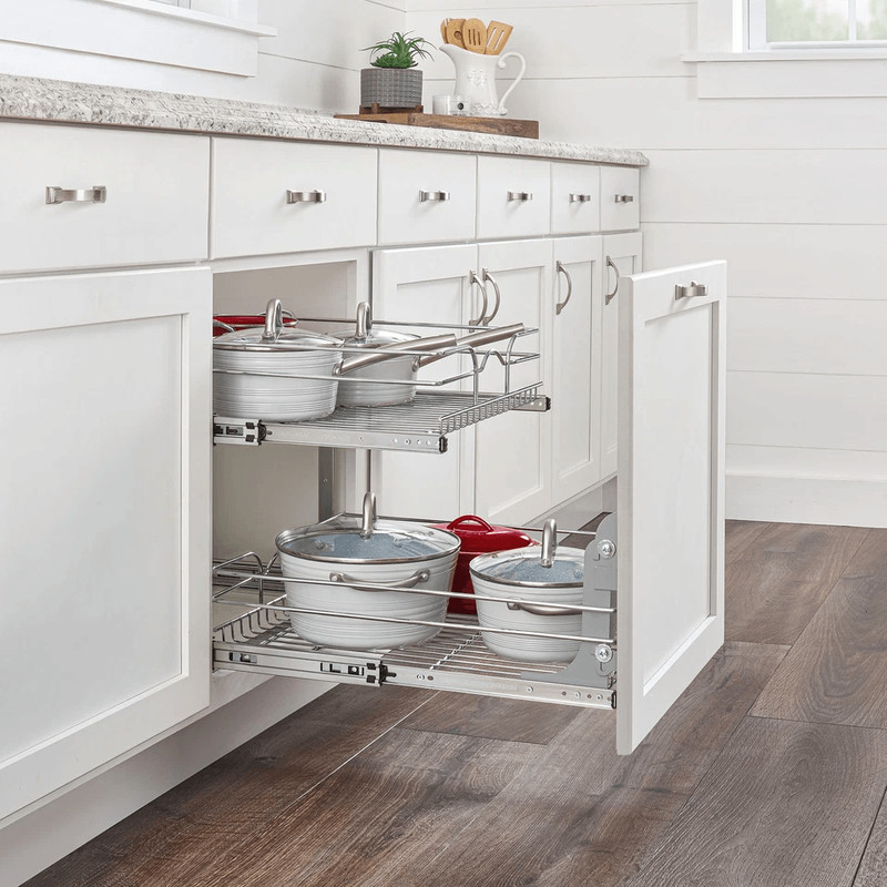 RevAShelf 5WB22122CR1 2Tier PullOut Cabinet Organizer  21x22 Inch HeavyDuty Chrome Wire Shelf 1
