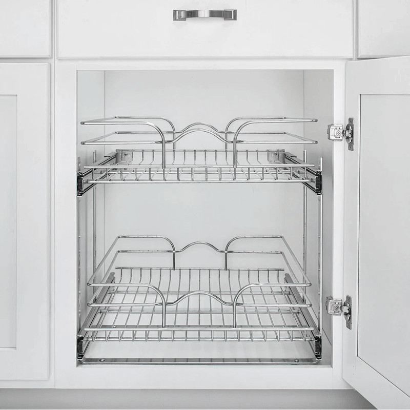 RevAShelf 5WB22122CR1 2Tier PullOut Cabinet Organizer  21x22 Inch HeavyDuty Chrome Wire Shelf 2