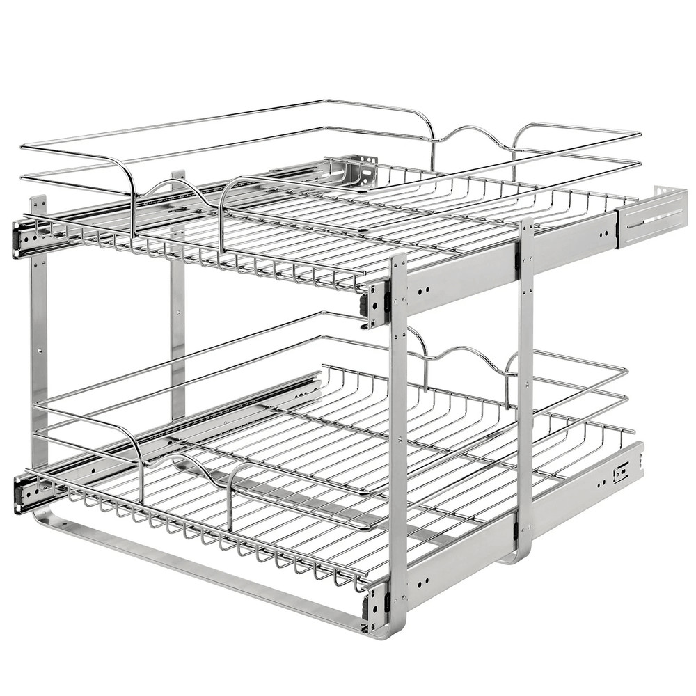 RevAShelf 5WB22122CR1 2Tier PullOut Cabinet Organizer  21x22 Inch HeavyDuty Chrome Wire Shelf 6