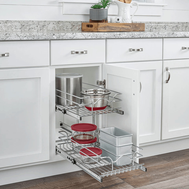 RevAShelf Kitchen Cabinet Pullout Shelf Organizer Bottom Mount SlideOut Storage Rack For Pots Pans  3