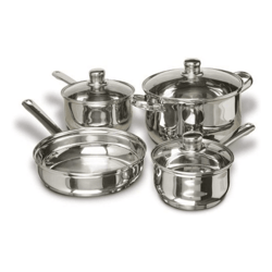 carbon steel nonstick cookware set with stainless steel finish, premium pots and pans for everyday cooking