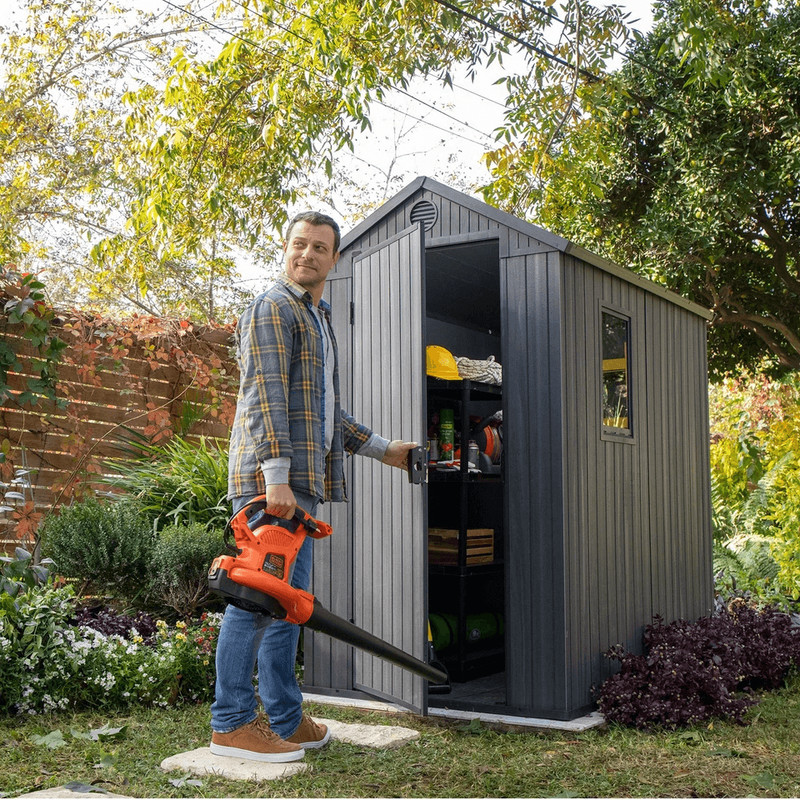 Outdoor Garden Tool Storage Shed With Window WeatherResistant Resin Graphite Gray 4