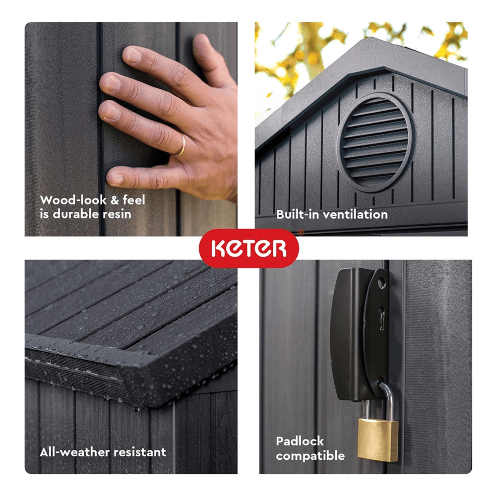 Outdoor Garden Tool Storage Shed With Window WeatherResistant Resin Graphite Gray 2