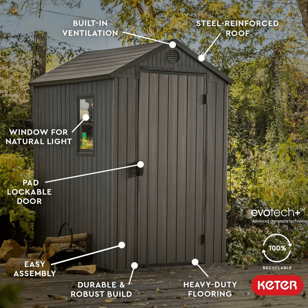 Outdoor Garden Tool Storage Shed With Window WeatherResistant Resin Graphite Gray 1