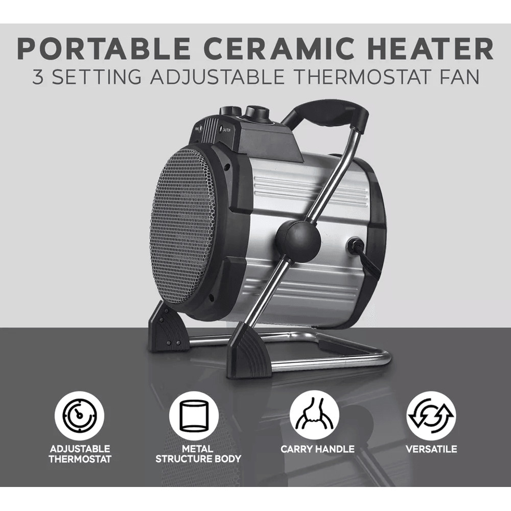 Geneva Industrial Portable Ceramic Heater With Setting Adjustable Thermostat Fan Compact Electric S 1