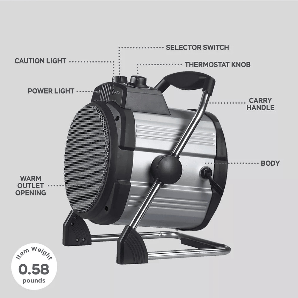 Geneva Industrial Portable Ceramic Heater With Setting Adjustable Thermostat Fan Compact Electric S 5