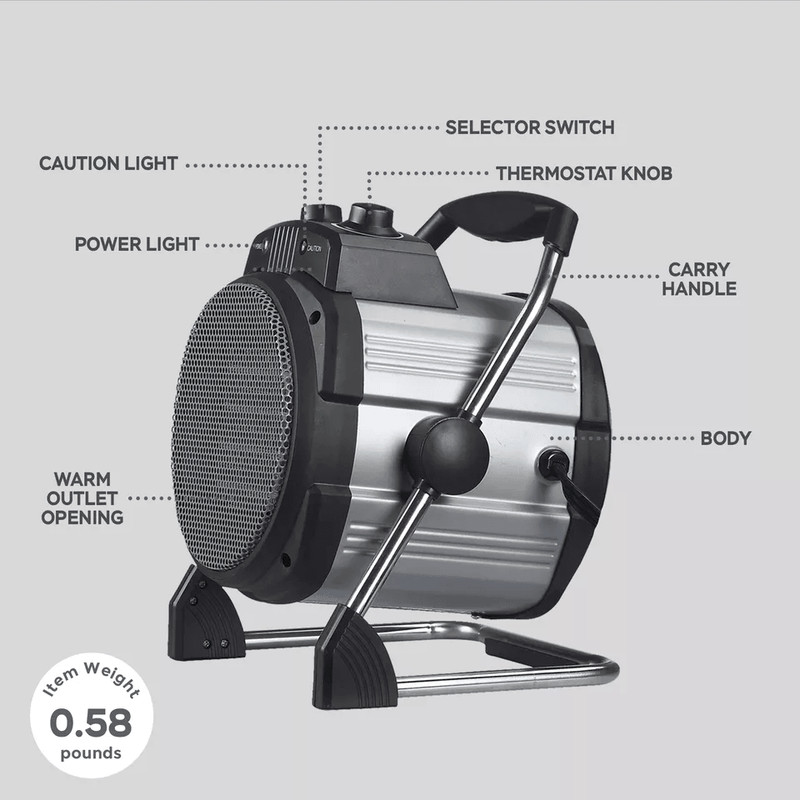 Geneva Industrial Portable Ceramic Heater With Setting Adjustable Thermostat Fan Compact Electric S 5