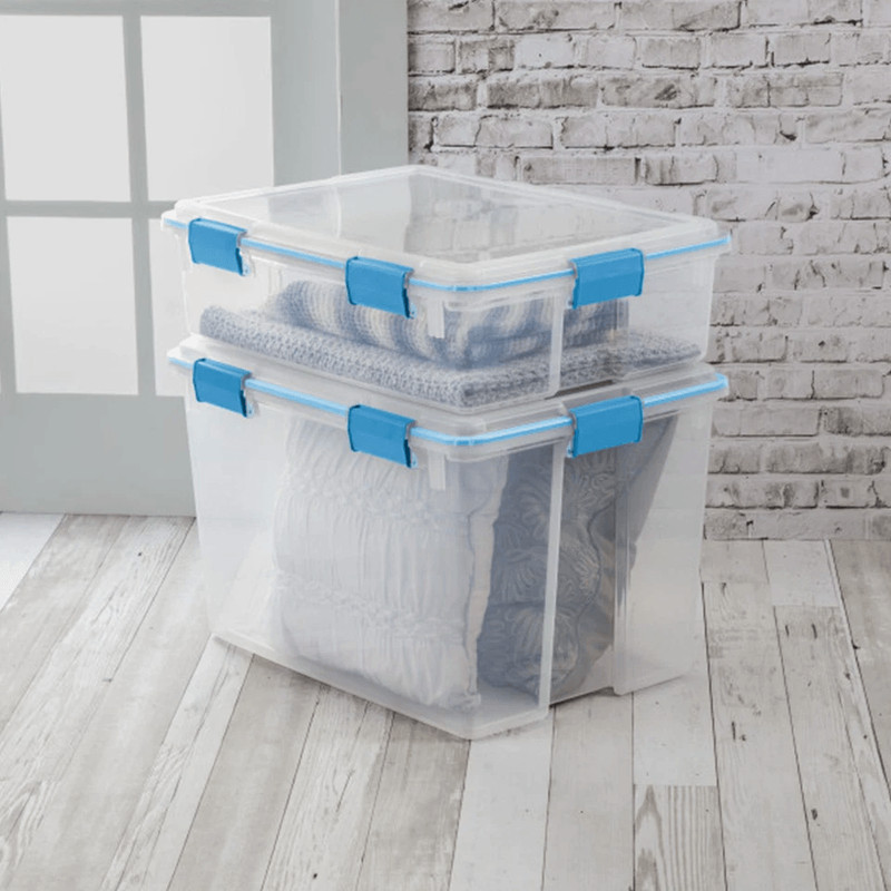 Quart Clear Plastic Storage Totes With Latching Lids Closet Organizer 2