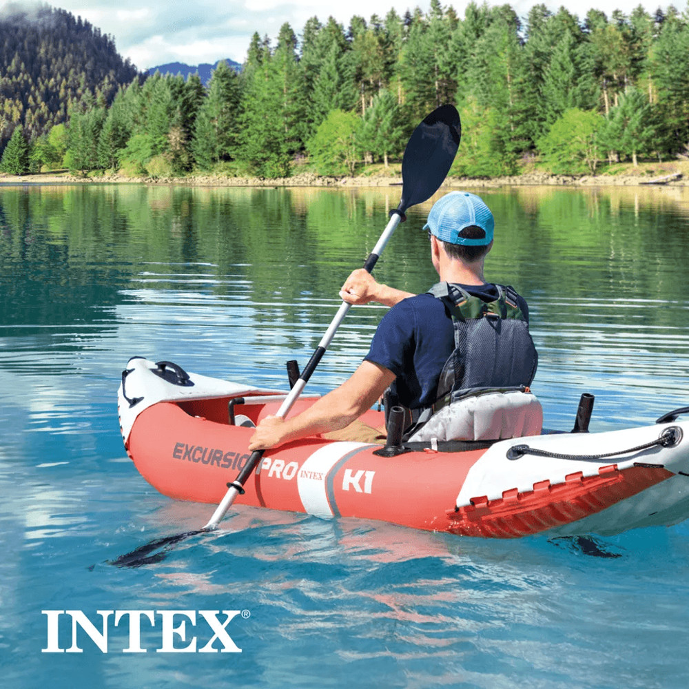 Intex Excursion Pro K1 Inflatable Fishing Kayak Vinyl Kayak With Oar Pump Lightweight Portable And 3