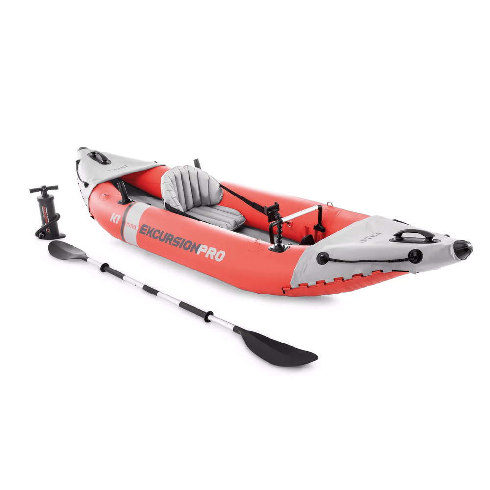 Intex Excursion Pro K1 Inflatable Fishing Kayak Vinyl Kayak With Oar Pump Lightweight Portable And 8