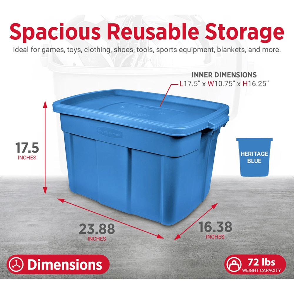 Rubbermaid Roughneck Tote Gallon Storage Container HeavyDuty Heritage Bin Stackable Moisture  Pest  4