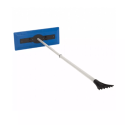 snow joe windshield ice scraper, car window snow removal broom, winter tool with telescoping pole, foam head & led light