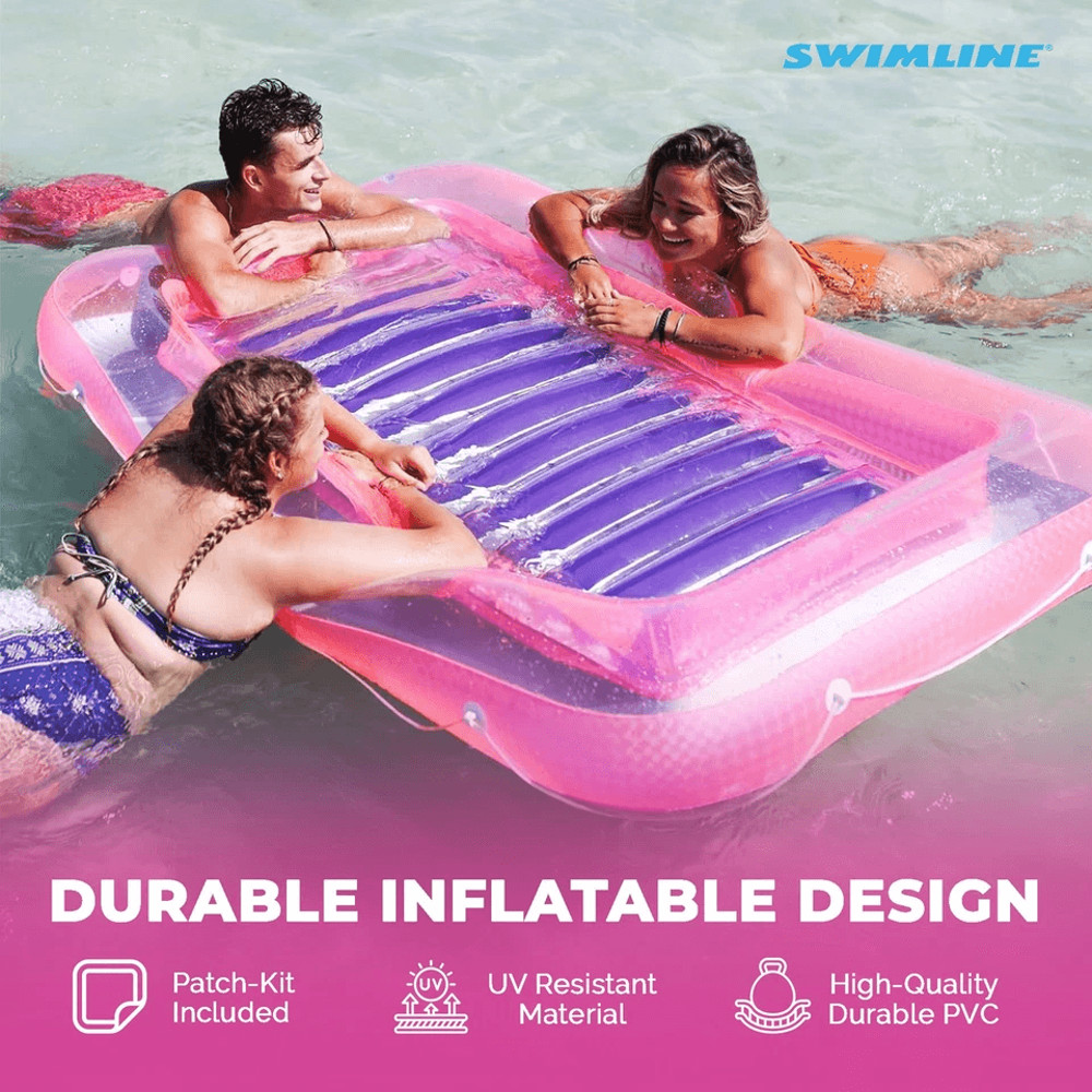 Swimline Classic Inflatable Suntan Tub Lounge Pink Floating Pool Lounger For Sunbathing Backyard Wa 5