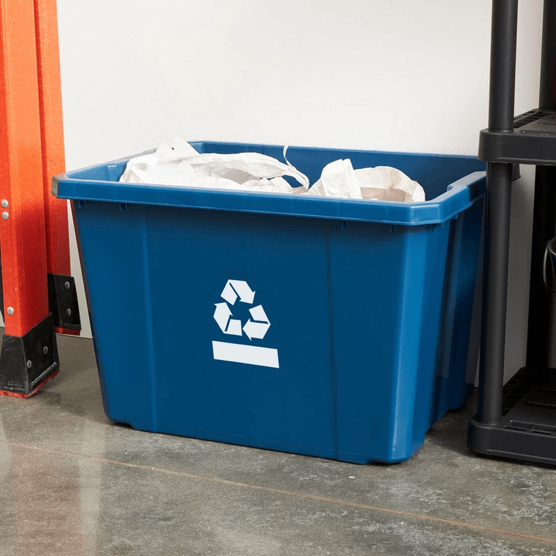 Gracious Living Medium Curbside Blue Box Plastic Home Recycling Bin Durable Stackable Container Wit 8