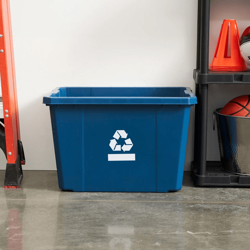 Gracious Living Medium Curbside Blue Box Plastic Home Recycling Bin Durable Stackable Container Wit 9