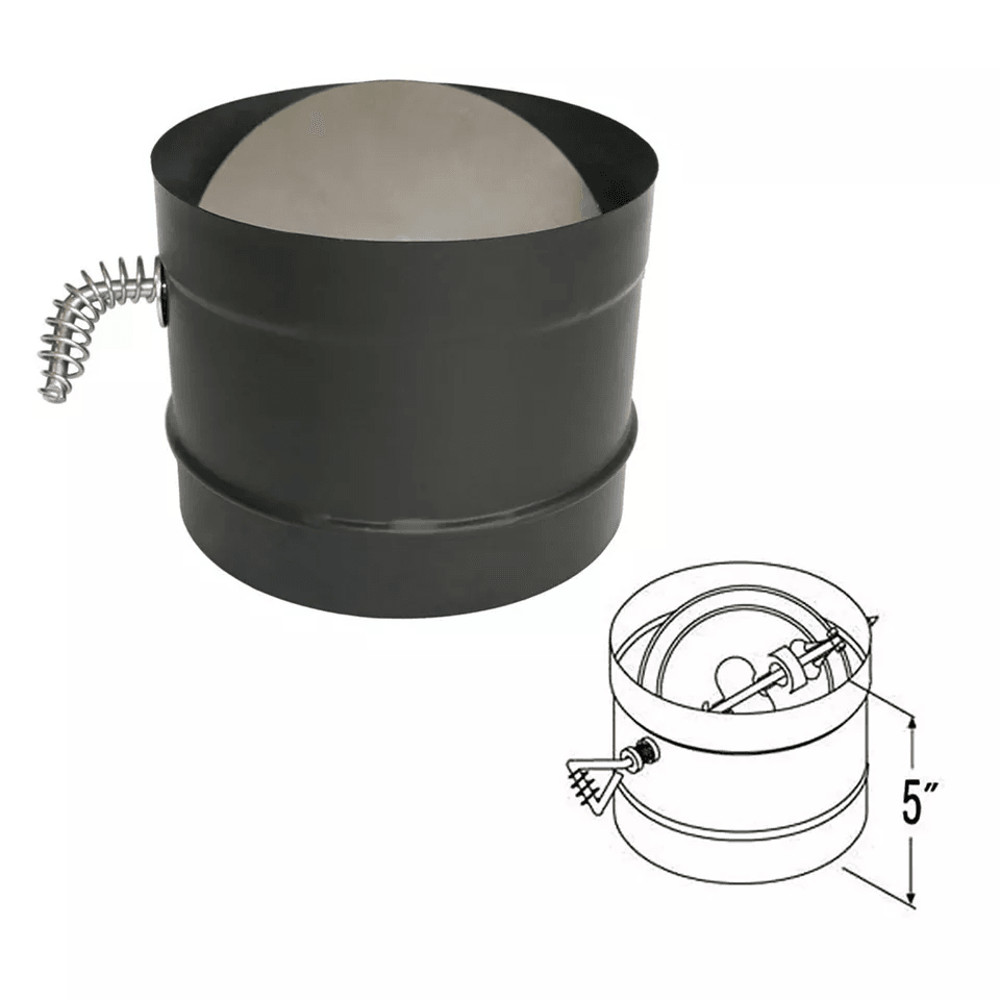 DuraVent Black Single Wall Damper Section Interior Stove Pipe Adapter For Wood Stove Ventilation Ef 4