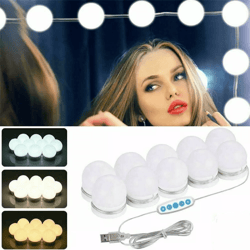 hollywood style vanity mirror lights kit 10 dimmable led bulbs, usb powered makeup lighting for dressing table bathroom