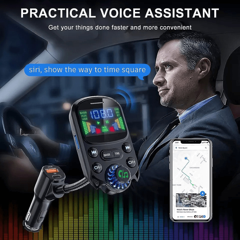 Wireless Car Bluetooth FM Transmitter MP3 Radio Adapter HandsFree 3Port USB Charger Universal Compa 5