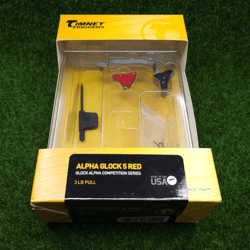 timney alpha competition series trigger gen5 glock 17 19 23 33 34 45 alphaglock5 – 3lb pull, red anodized