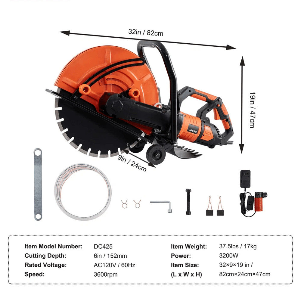 Electric Concrete Saw WetDry Cutter With Water Pump  Blade Heavy Duty Masonry Cutting Tool For Bric 6