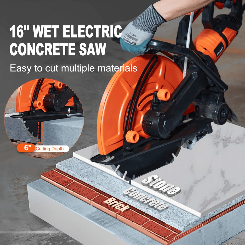 Electric Concrete Saw WetDry Cutter With Water Pump  Blade Heavy Duty Masonry Cutting Tool For Bric 1
