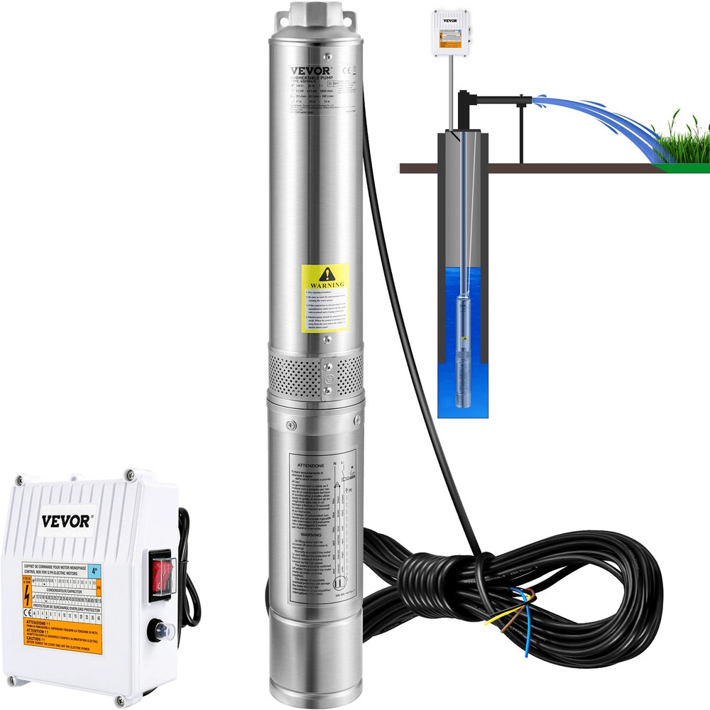 2HP Deep Well Submersible Pump Stainless Steel Water Pump With Control Box For Residential 0