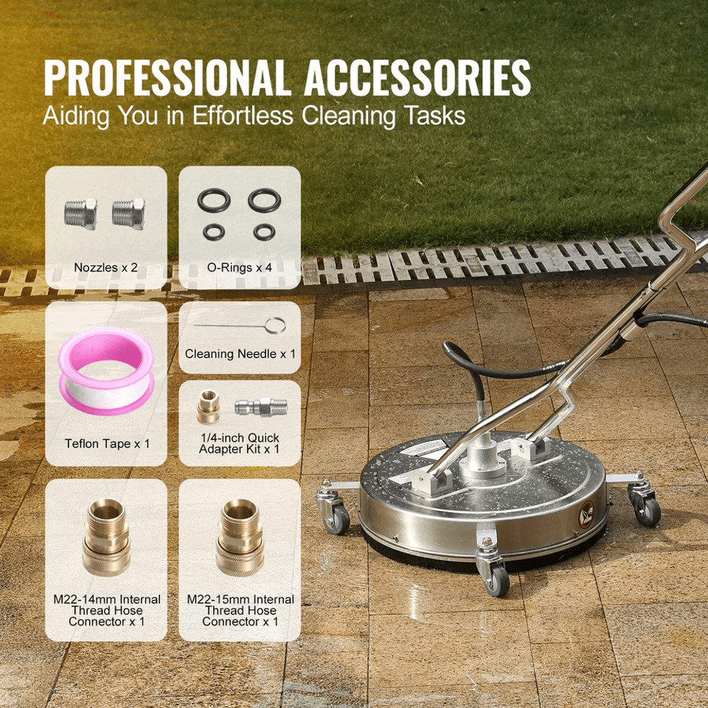 Pressure Washer Surface Cleaner With Wheels  Dual Handles HeavyDuty Power Washer Attachment For Dri 5