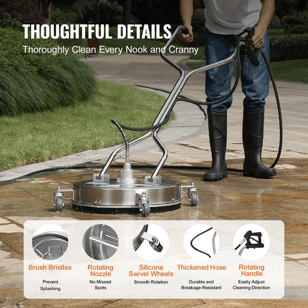 Pressure Washer Surface Cleaner With Wheels  Dual Handles HeavyDuty Power Washer Attachment For Dri 4