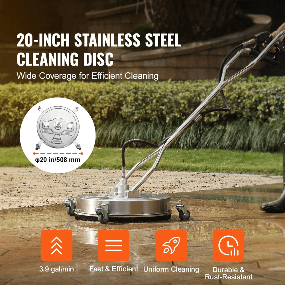 Pressure Washer Surface Cleaner With Wheels  Dual Handles HeavyDuty Power Washer Attachment For Dri 1