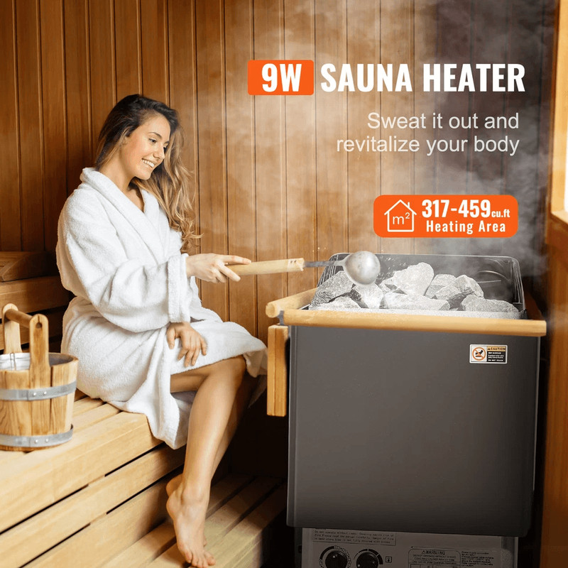9KW Sauna Heater Stove Wet  Dry Stainless Steel With Internal Controller WallMounted Electric Steam 4