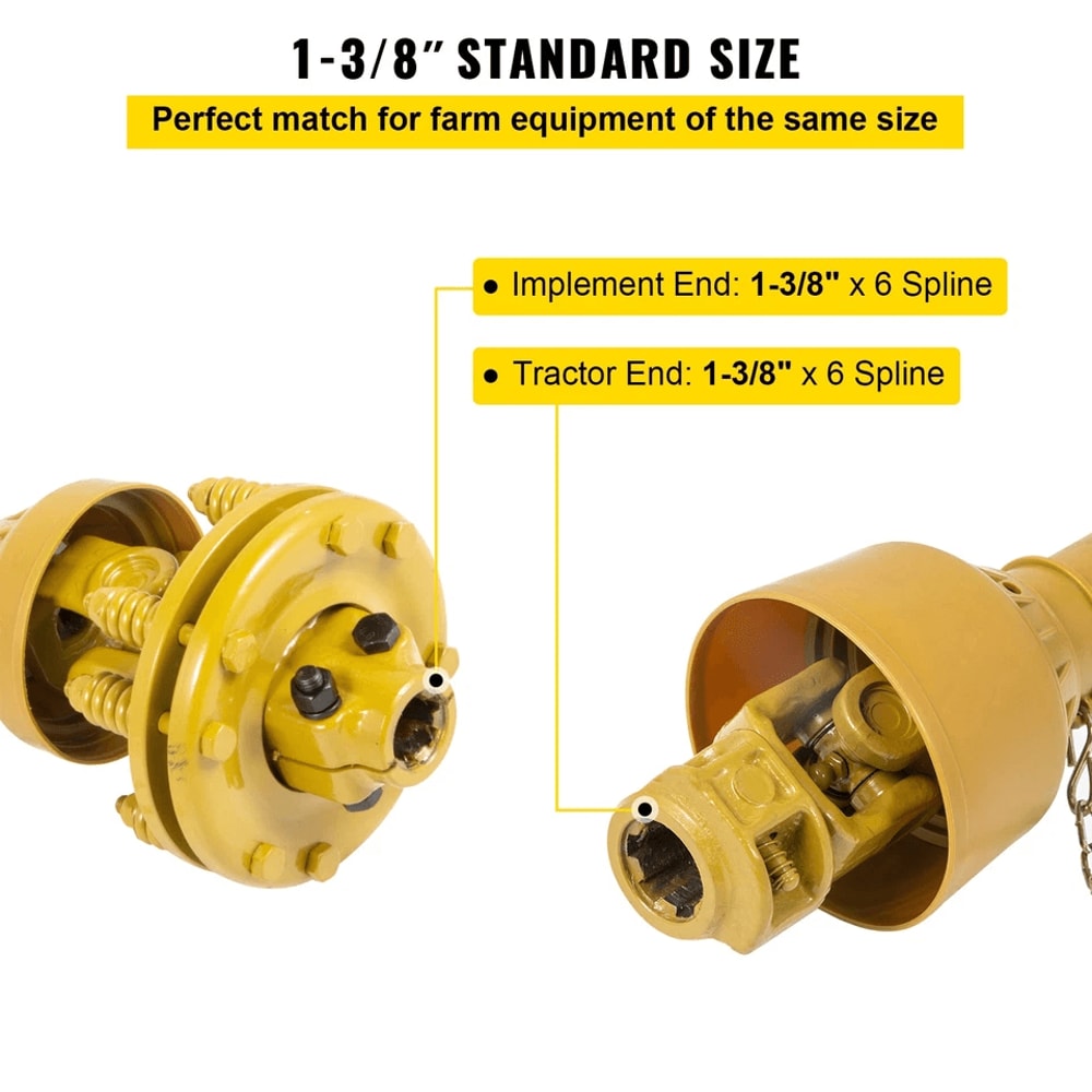 Heavy Duty PTO Shaft Spline With Slip Clutch Yellow T4 Series Adjustable For Tractors Implements 2