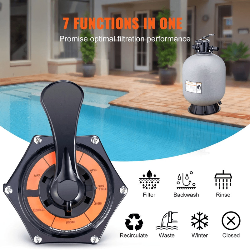 VEVOR 24 Sand Filter For AboveInground Pools  7Way Valve 65 GPM Flow Rate Durable HDPE Construction 5