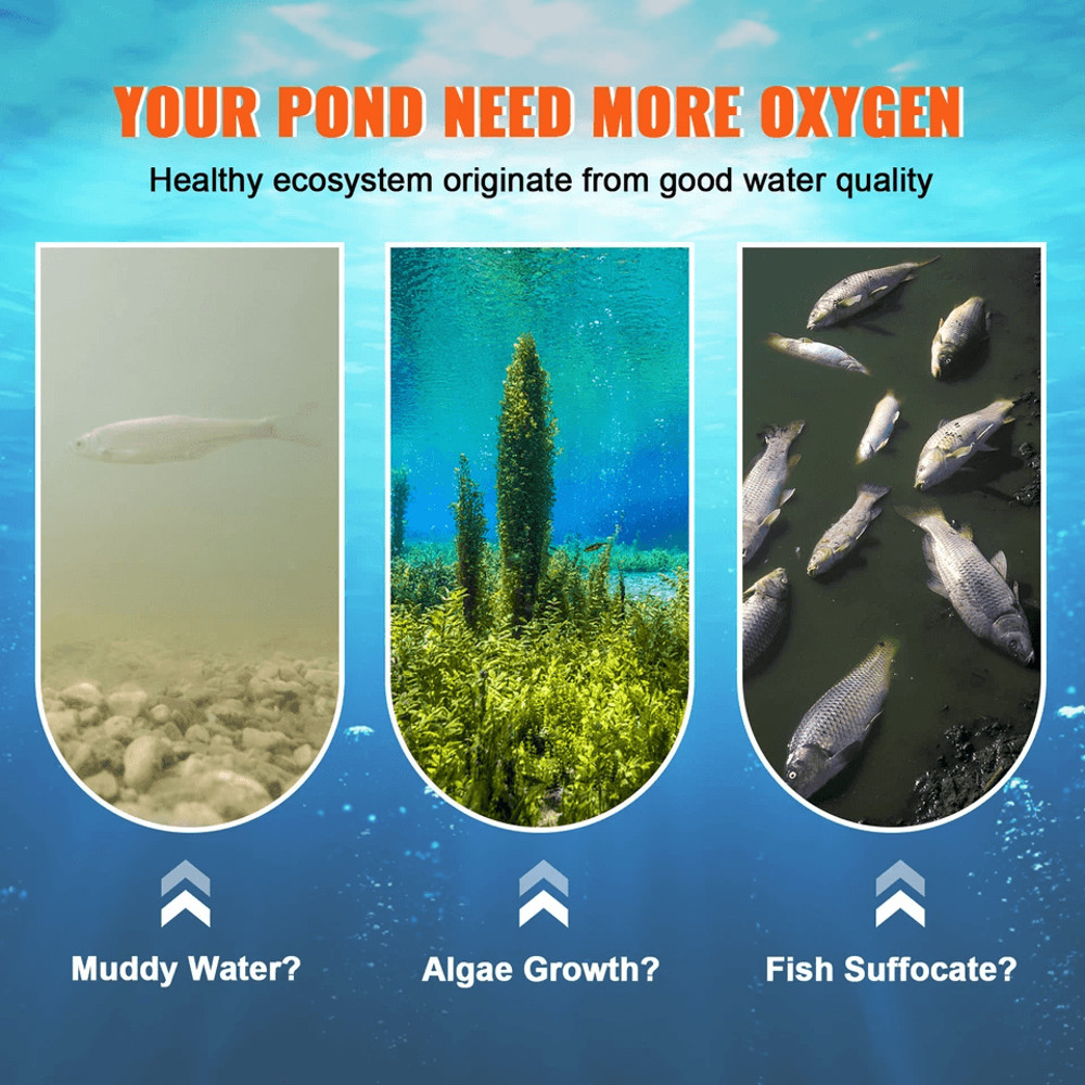 34HP Pond Aerator Pump 550W Lake Pond Aeration System Covers Up To 3 Acres Includes Timer 7