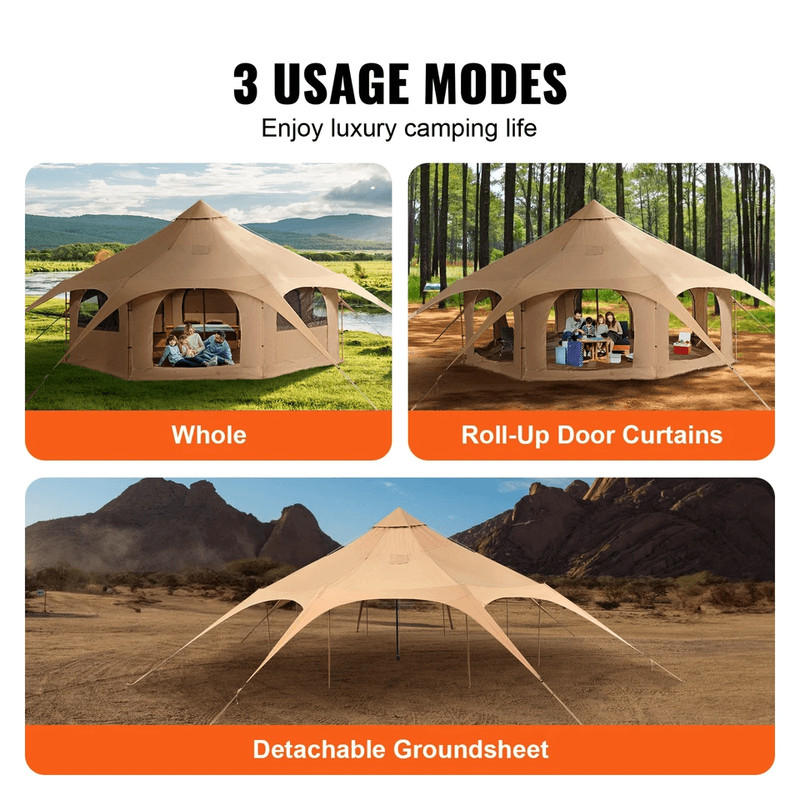 Canvas Tent 4 Seasons 5m Bell Tent For Camping With Stove Jack Waterproof Spacious 8Person Yurt Te 7
