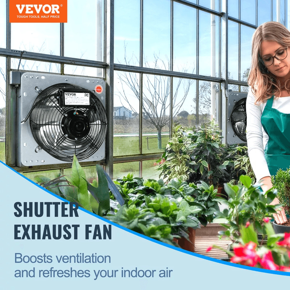 24 Shutter Exhaust Fan 3320 CFM Wall Mounted Aluminum Ventilation Fan For Shop Garage Attic Greenho 1
