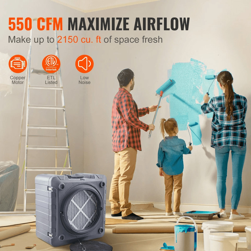 Air Scrubber With 3Stage Filtration HEPA Stackable Negative Air Machine 550 CFM  Commercial Grade A 2