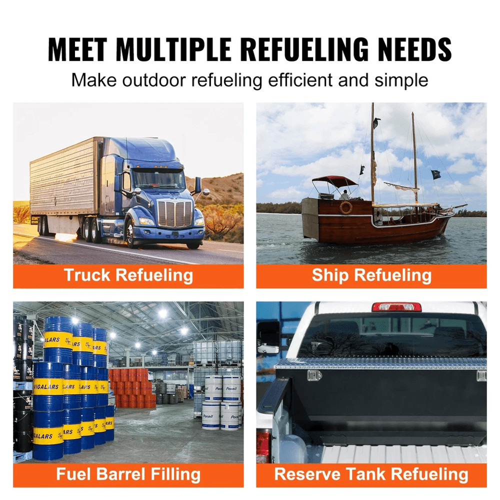 High Flow Fuel Transfer Pump Portable Gasoline Diesel Pump With Auto Nozzle Suction Hose For Quic 5