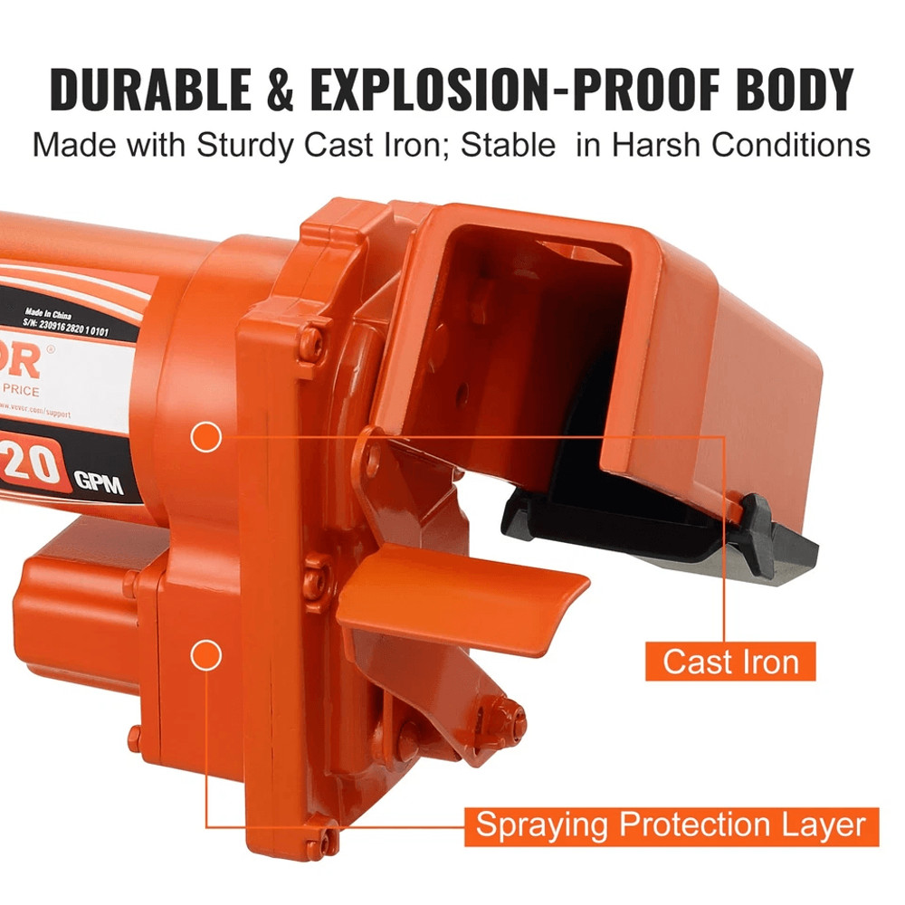 High Flow Fuel Transfer Pump Portable Gasoline Diesel Pump With Auto Nozzle Suction Hose For Quic 2