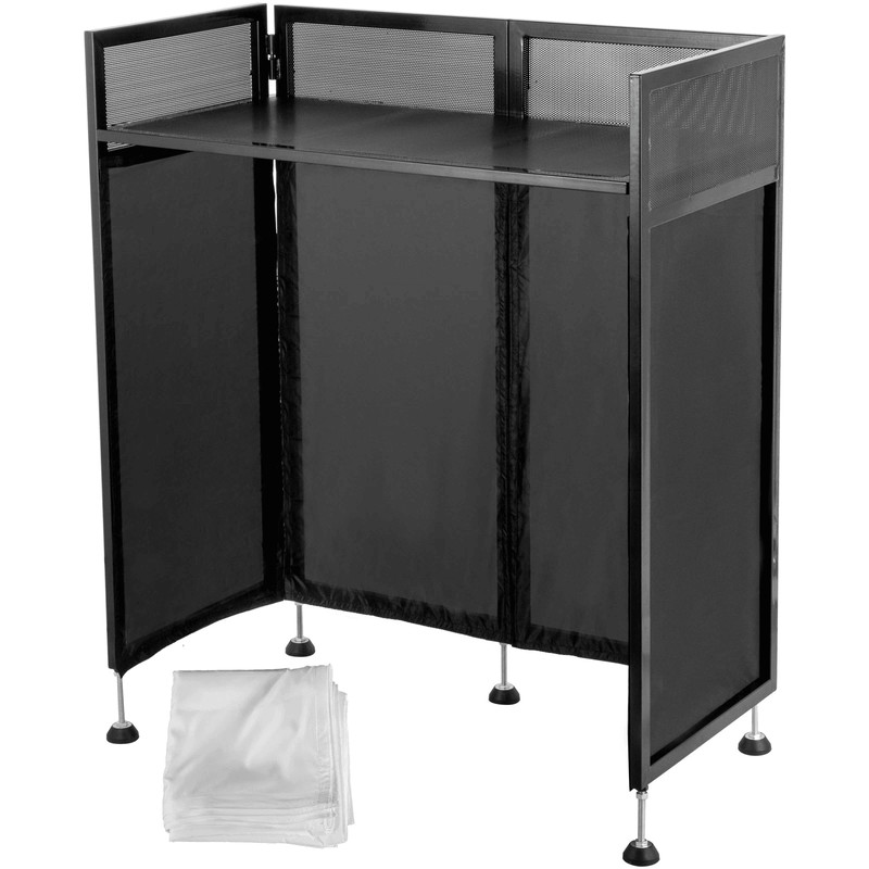 Foldable DJ Event Facade Booth Black Scrim Metal Frame With Table Top Ideal For Mobile DJs Events 0