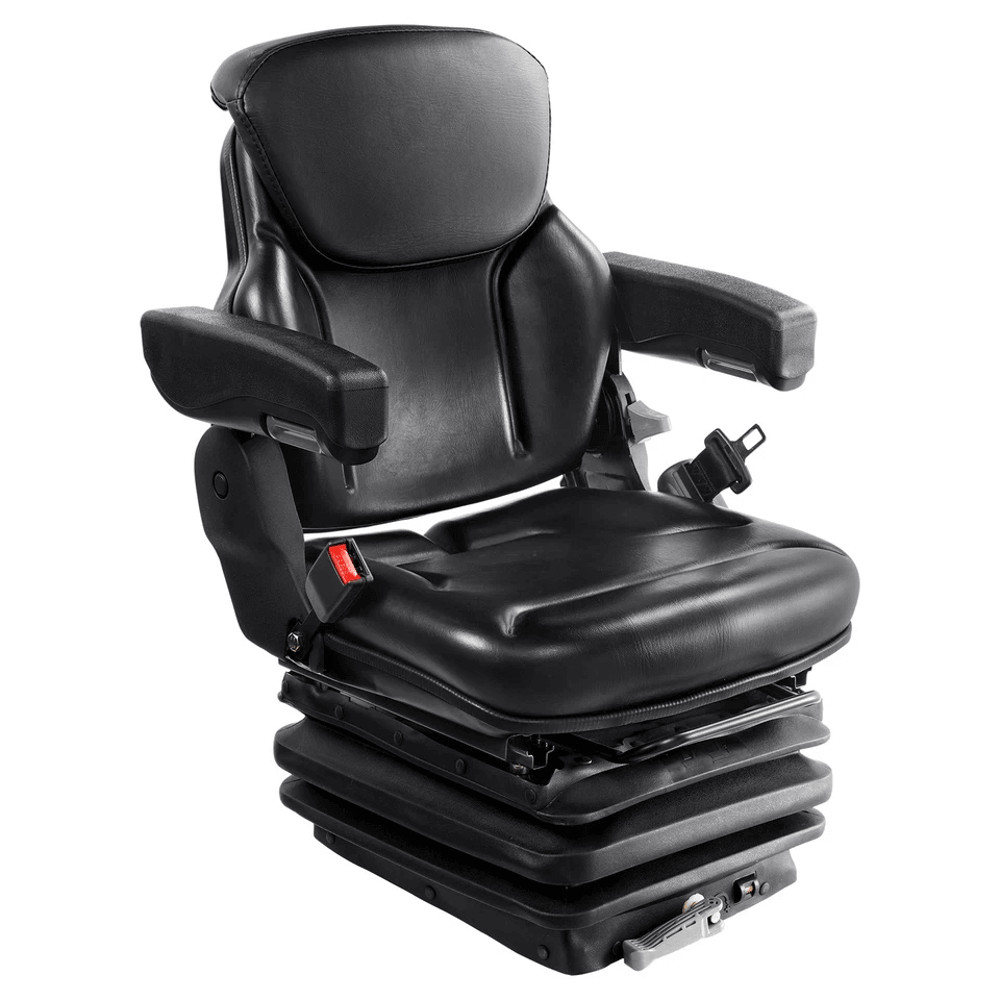 Universal Forklift Seat  Adjustable Tractor Seat With Armrests Seatbelt  Shock Absorption 0