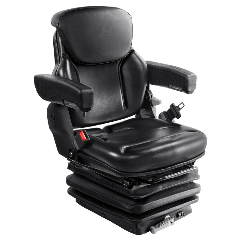 Universal Forklift Seat  Adjustable Tractor Seat With Armrests Seatbelt  Shock Absorption 0