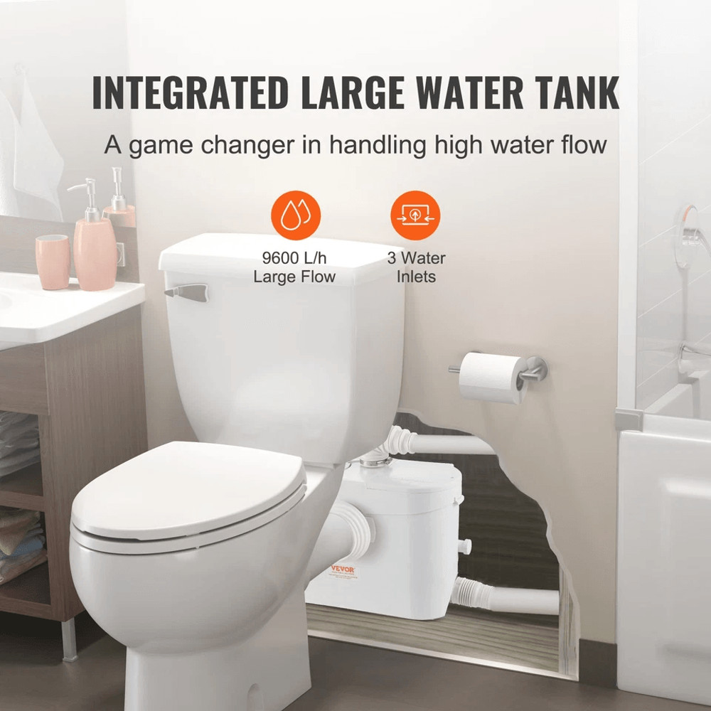 VEVOR 700W Macerator Disposal Pump Basement Sewage Solution With 3 Water Inlets Dual Outlets 4