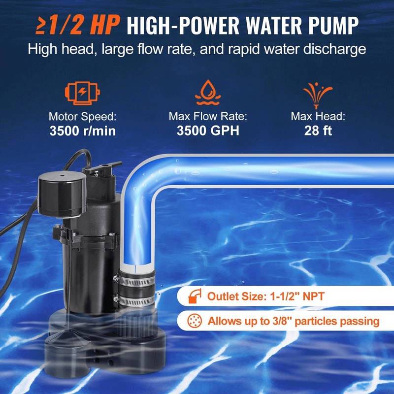 HeavyDuty Utility Sink Pump Laundry Sink Drain Pump System With High Head Automatic Submersible Pum 2