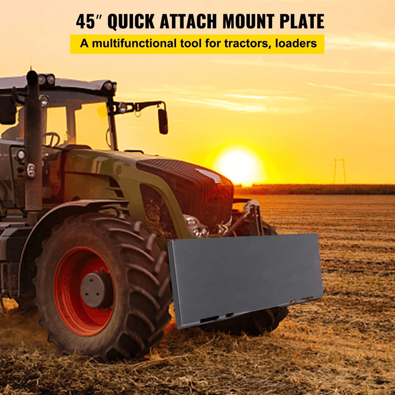 Thick Skid Steer Mount Plate Adapter  HeavyDuty Quick Tach Attachment For Loaders  Tractors 3
