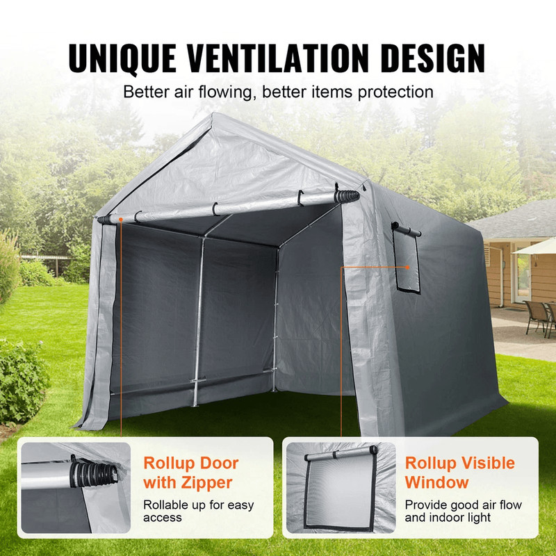HeavyDuty Portable Storage Shelter Garage Shed Tent Outdoor Zipper Carport For Vehicles Tools  Equi 4